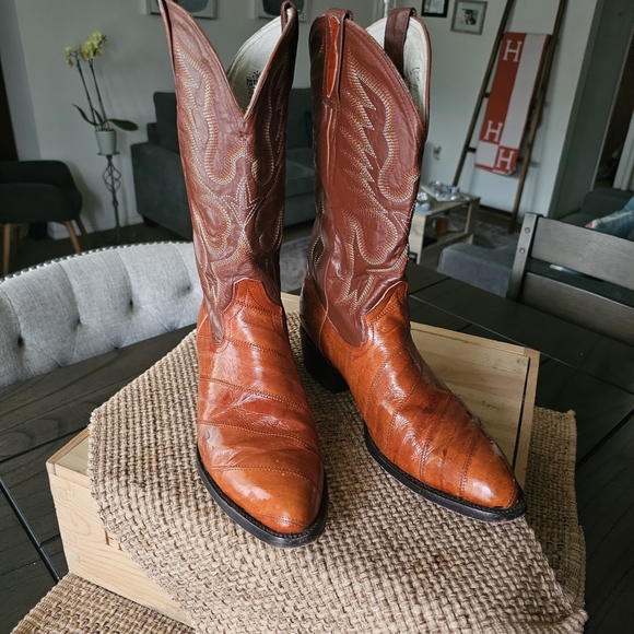 PISTOLERO Genuine EEL Skin Amber Cowboy Boots